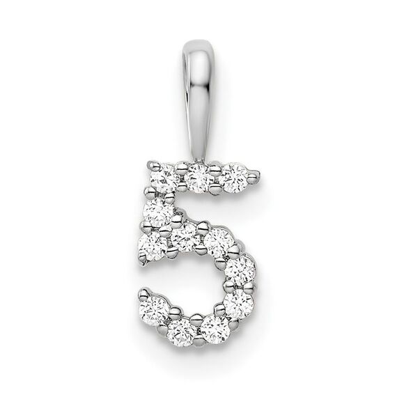 Kazi Luxury 14k White Gold Diamond Number 5 Pendant